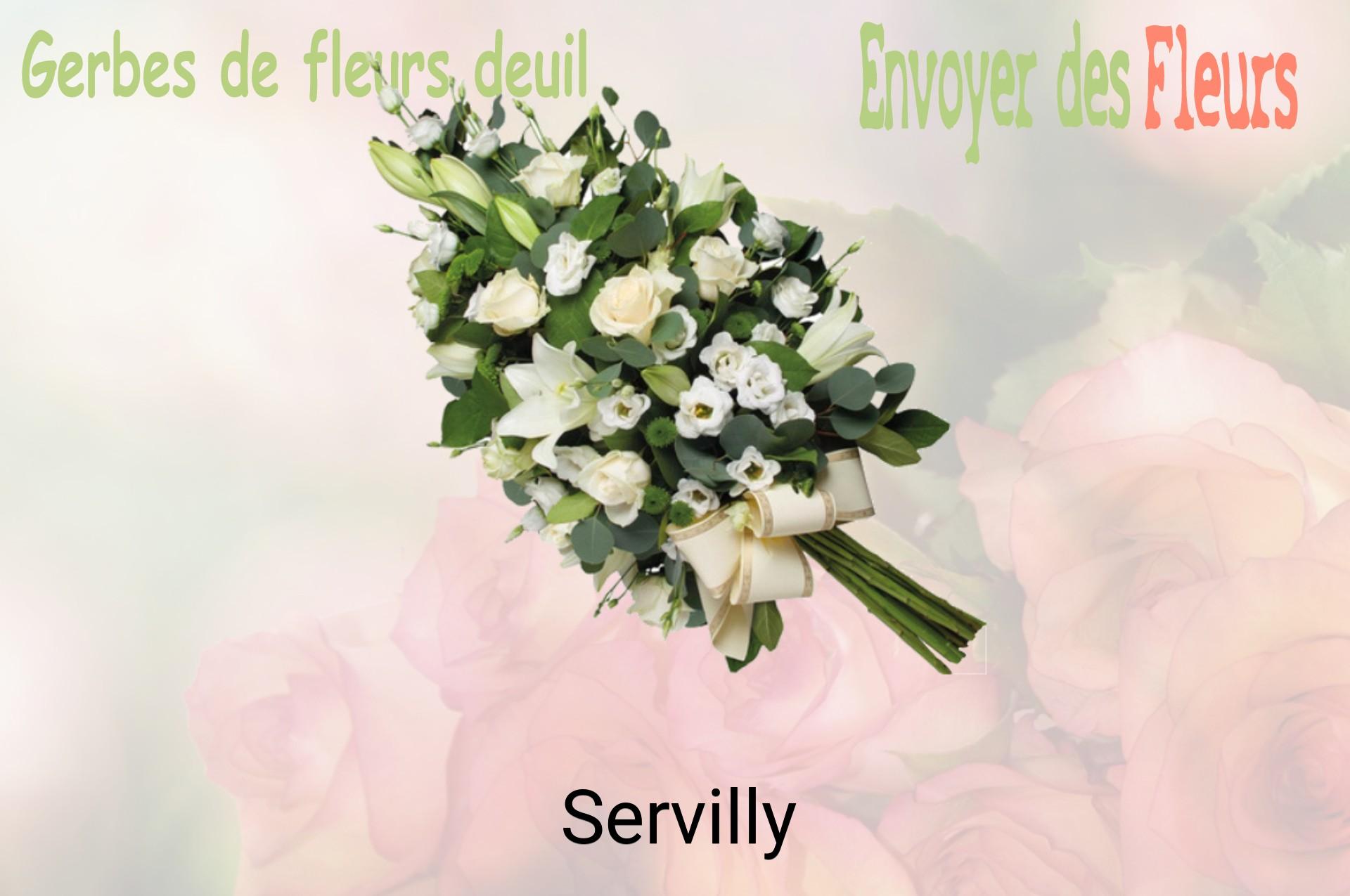 Gerbe de fleurs de deuil livrée à Servilly